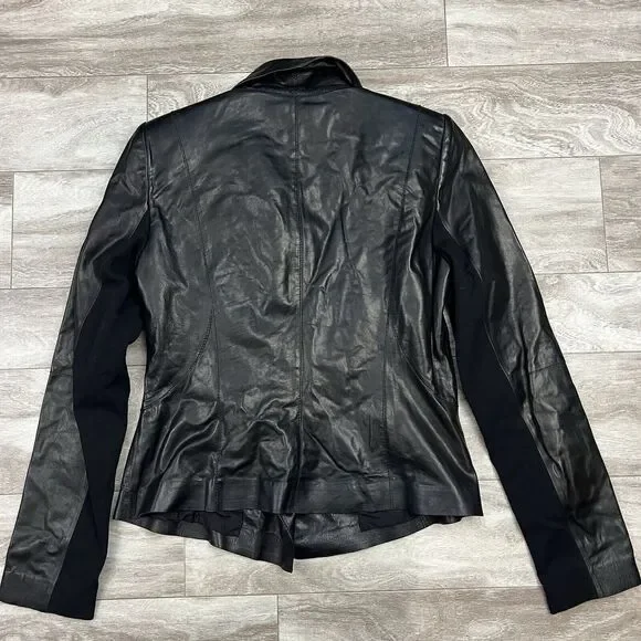 Lafayette 148 New York Moto Leather Zip Up Jacket - Picture 3 of 9